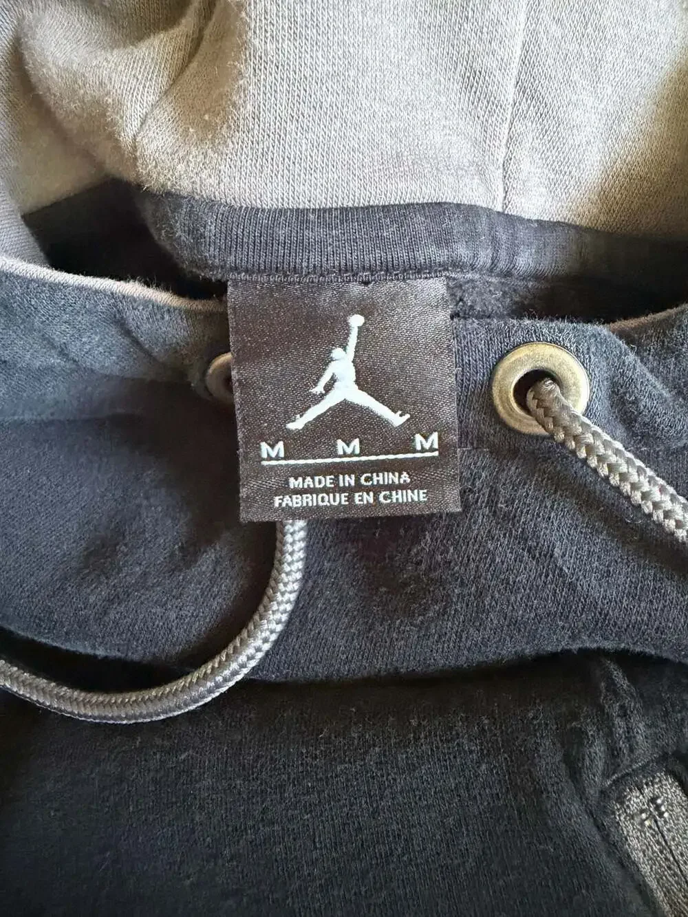 Jordan Black and Gray Colorblock Fleece Hoodie with Front Zipper Pockets